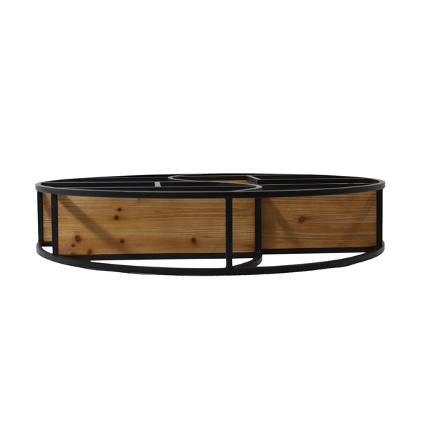 English Elm Christopher Knight Home® - Metal Wall Shelf with wood and iron frame — decorative floating shelving unit for living room decor, bedroom organizer, hallway centerpiece, rustic modern storage Black 63812.00
