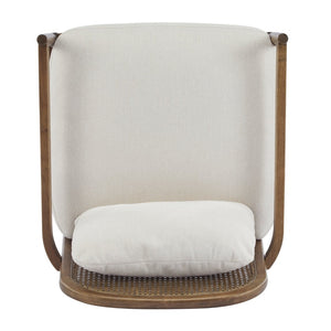English Elm [set of 2] Mid-century Rattan Back Armchairs Solid Wood Legs Beige Upholstered Seat N767P298390L