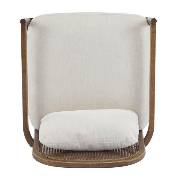 English Elm [set of 2] Mid-century Rattan Back Armchairs Solid Wood Legs Beige Upholstered Seat N767P298390L