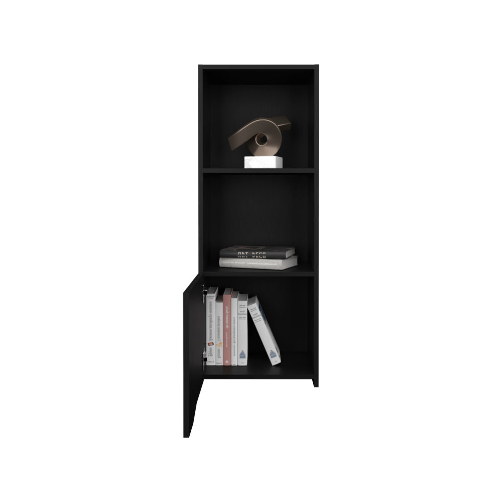 English Elm Wall Cabinet Hopewell Black — Wall-Mounted Engineered Wood Shelf with Concealed Cabinet & Open Storage, Space-Saving Design B092P238701