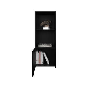English Elm Wall Cabinet Hopewell Black — Wall-Mounted Engineered Wood Shelf with Concealed Cabinet & Open Storage, Space-Saving Design B092P238701