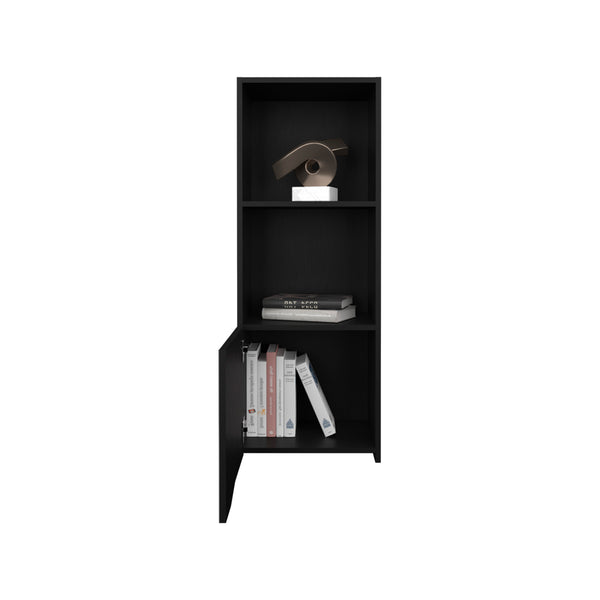 English Elm Wall Cabinet Hopewell Black — Wall-Mounted Engineered Wood Shelf & Concealed Cabinet for Living Room Storage and Display B092P238701
