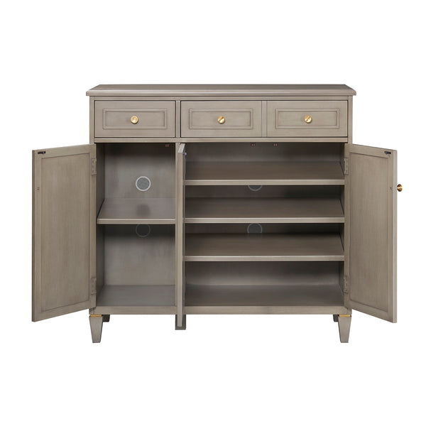 English Elm Jennifer Taylor Home - Dauphin Handpainted Entryway Storage Cabinet with Bamboo Motif, Grey Cashmere Wood, 46x20x46 B2719P238531