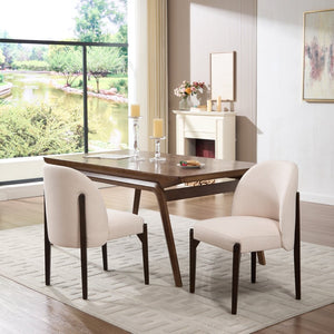 English Elm Wooden Wingback Dining Chairs Upholstered Farmhouse Modern Set with Lumbar Support Beige W3244P429255