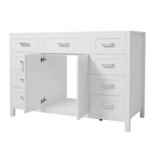 English Elm Christopher Knight Home® - 47" Bathroom Vanity Cabinet Base with 2 Soft-Close Doors & 8 Drawers, Pine Legs, Modern Classic Appeal White N759P337621K