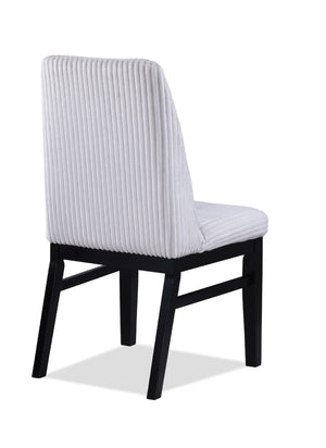 English Elm 2pc Contemporary Upholstered Side Chair with Textured Fabric High Back Cushioned Seat, Elegant Dining Comfort White+Black 22.5 L x 23.5 W x 29 H B011P241349