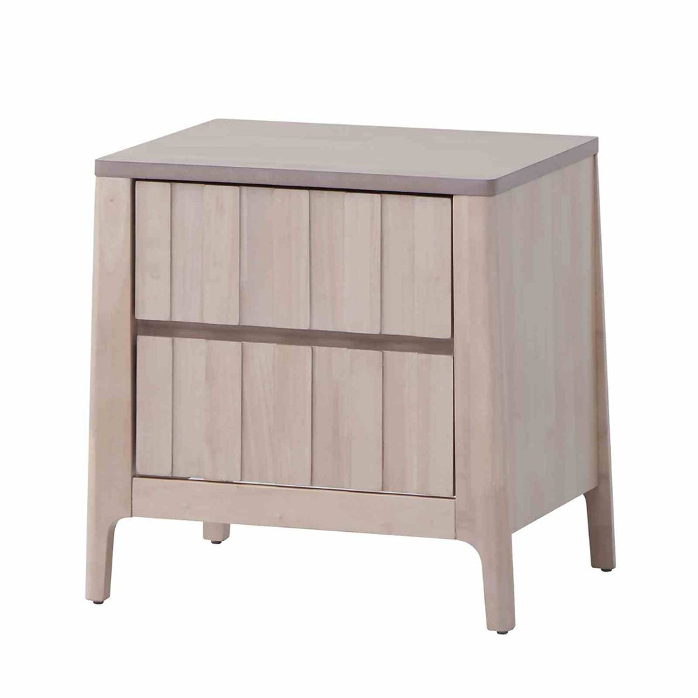 English Elm Mid-century Modern Nightstand Reeded Drawer Fronts Splayed Legs White Wash Bedroom B2741P433345