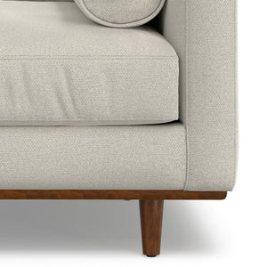 English Elm Morrison Sculptural Mid-century Armchair with Rubberwood Legs and Performance Fabric Cream White B136P420740