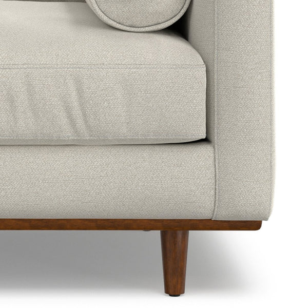 English Elm Morrison Sculptural Mid-century Armchair with Rubberwood Legs and Performance Fabric Cream White B136P420740