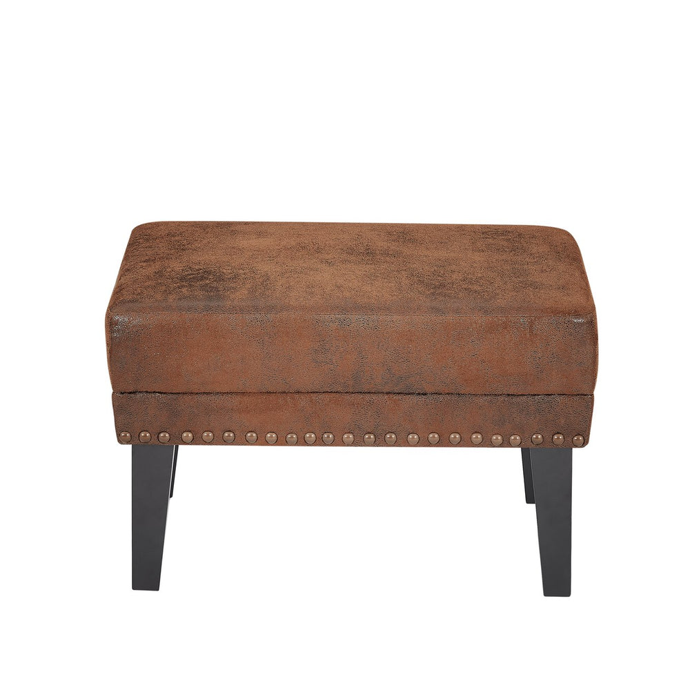 English Elm Christopher Knight Home® - Mirod Vintage Distressed Ottoman with Nailhead Trim, Solid Birch Legs, Foam Seat for Living Room N760P304308D