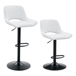 English Elm Set of 2 Pu Leather Barstools with Gold Footrest Curved Back for Kitchen Island White+Black W1151P383774