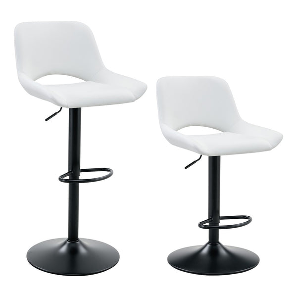 English Elm Set of 2 Pu Leather Barstools with Gold Footrest Curved Back for Kitchen Island White+Black W1151P383774