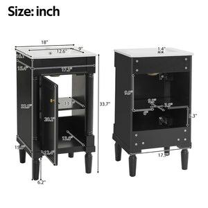 English Elm 18" French Style Vanity with Ceramic Sink Soft Close Door and Adjustable Shelf Black N710P415332B