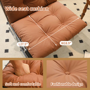 English Elm Leather Armchair Oversized Modern Accent Chair High Back Wingback Comfort Foam Seat Metal Legs Brown W2105P303635