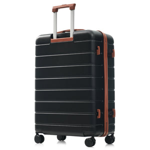 English Elm Premium Abs Hardshell 3 Piece Suitcase Set with Tsa Locks and Spinner Wheels Black+Brown N726P296022A