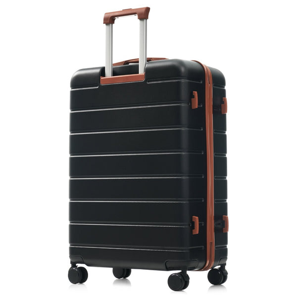 English Elm Premium Abs Hardshell 3 Piece Suitcase Set with Tsa Locks and Spinner Wheels Black+Brown N726P296022A