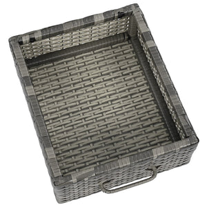 English Elm K&k Outdoor Wicker Bar Cabinet with Tempered Glass Top Adjustable Shelving and Drawer Grey N707P233745G