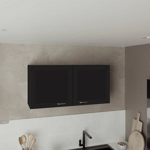 English Elm Zurich Black Wengue Wall Cabinet Double Door 39" Wide, One Shelf—Sleek Kitchen & Utility Storage B070P337093