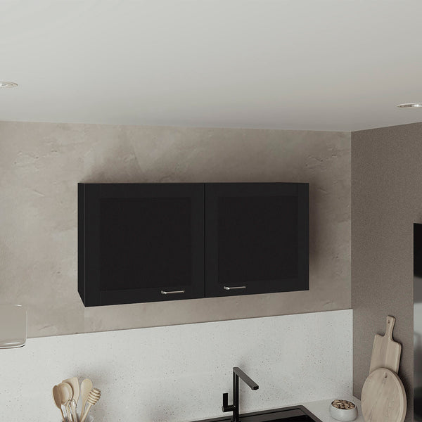 English Elm Zurich Black Wengue Wall Cabinet Double Door 39" Wide, One Shelf—Sleek Kitchen & Utility Storage B070P337093