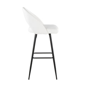English Elm Fixed-height Metal Frame Barstools with Upholstered Seats and Geometric Footrest Set of 2 White+Black B202S01944