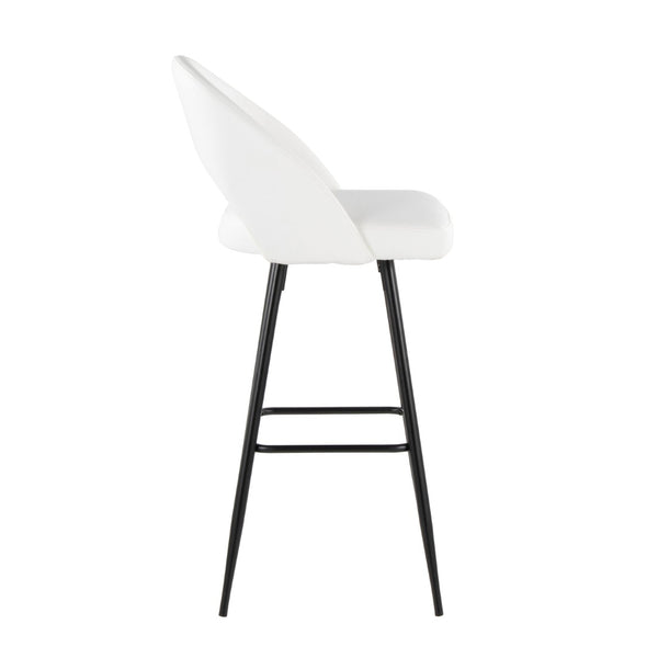 English Elm Fixed-height Metal Frame Barstools with Upholstered Seats and Geometric Footrest Set of 2 White+Black B202S01944