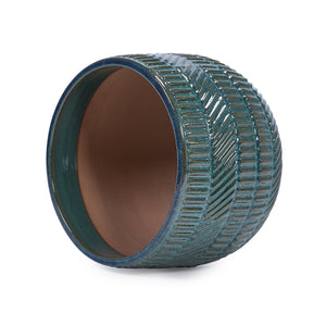 English Elm 3 Pieces Ceramic Flowerpot Set - Handcrafted Antique Navy Blue Planters For Garden, Patio & Home W3273P322001