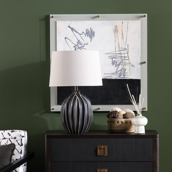 Crestview Collection 26"H Modern Ceramic Table Lamp With Oatmeal Shade, 150w Socket, Sleek Design For Any Room Decor   Cvazp093