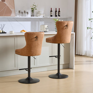 English Elm A&A Furniture Retro Pu Swivel Barstools, Adjustable Height 26-33" For Stylish Home Bars, Set Of 2 W1143P195204