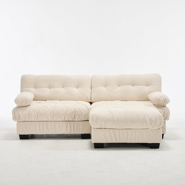 English Elm Modular Cloud Sectional with Ottoman Deep Seat Flannelette Sofa for Living Room Beige W2120S00025