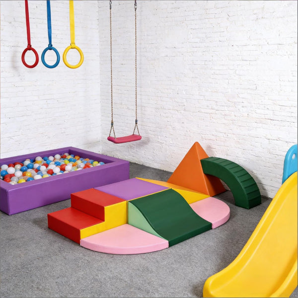 English Elm Soft Foam Climbing Blocks 12 Piece Toddler Playset with Plush Velvet Covers T3971P440121