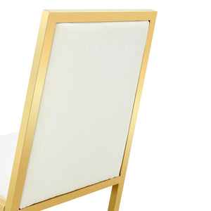 English Elm Table and Chair Set 12 Piece Tempered Glass Dining with Gold Metal Legs Modern Transparent,White+Gold W1151S04773