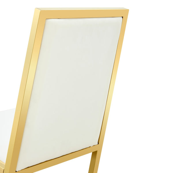 English Elm Table and Chair Set 12 Piece Tempered Glass Dining with Gold Metal Legs Modern Transparent,White+Gold W1151S04773