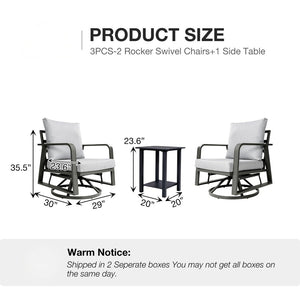 English Elm Fr Outdoor Swivel Rocker Set Aluminum Frame Memory Foam Patio Chairs with Side Table W5382S00003