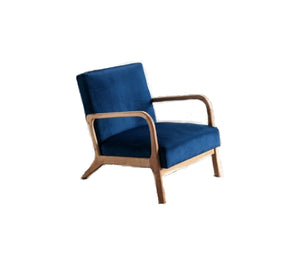English Elm Classic Mid Century Modern Accent Chair with Espresso Wood Frame, Plush Microfiber Cushioning & Retro Appeal Blue B2735P271042