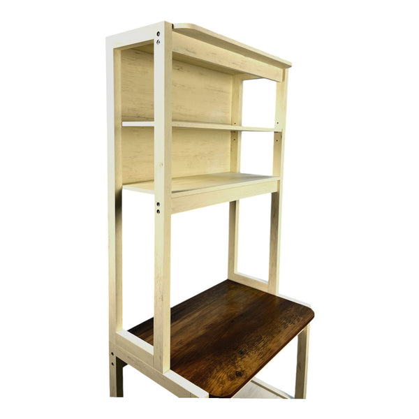 English Elm 23.62" Bakers Rack for Kitchen with 5-Tier Storage, Coffee Bar Station, Microwave Stand, Durable Design Brown+White W1412P230429