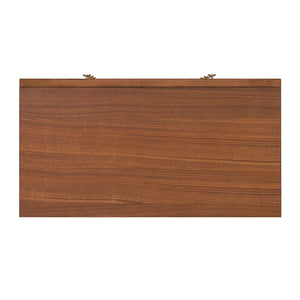 English Elm 1pc Walnut Tall Chest Five Drawers Gold-capped Legs Mid-century Bedroom Storage B2741P446675