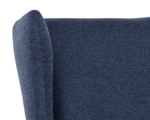 Sunpan Kasen Lounge Chair - Contemporary Belfast Navy Wingback Design With Tufted Seat & Black Frame Blue Fabric 111902