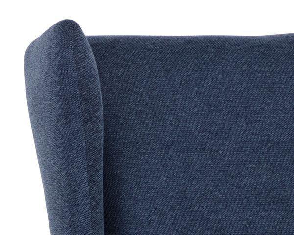 Sunpan Kasen Lounge Chair - Contemporary Belfast Navy Wingback Design With Tufted Seat & Black Frame Blue Fabric 111902