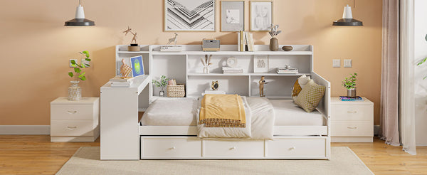 English Elm Twin Size Daybed With Integrated Desk, Usb Ports & 3 Large Drawers For Smart Storage & Style N820S00017K-GIGA