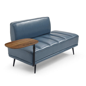 English Elm 55"Inch Modern End of Bed Bench with PU Leather, High-Resilient Foam, Rotating Tray & Metal Legs for Entryway Grey W2677P368206