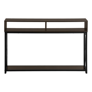 English Elm Accent Table Modern Entryway Console with Grey Laminate Top and Black Criss-Cross Metal Frame, 44" L Espresso 51 L x 11 W x 7 H B2710P219339