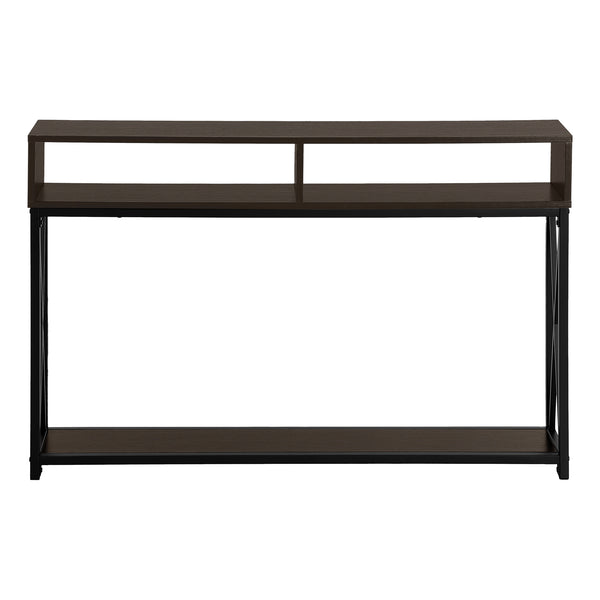English Elm Accent Table Modern Entryway Console with Grey Laminate Top and Black Criss-Cross Metal Frame, 44" L Espresso 51 L x 11 W x 7 H B2710P219339