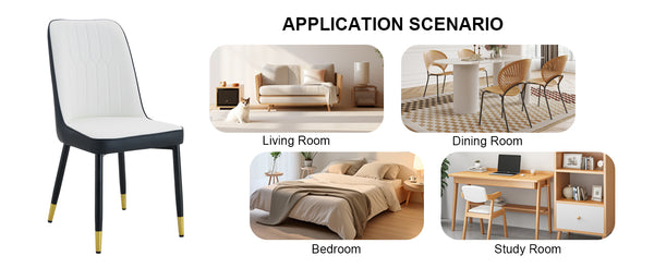 English Elm Modern Two-Tone Pu Dining Chairs Set - Elegant White & Black Upholstery With Gold Accents W1151P217983