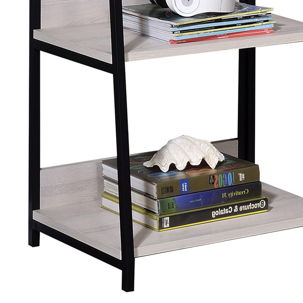 English Elm Natural 5-Tier Ladder Bookshelf in Natural and Black Finish — Industrial Open Shelves, Sturdy Metal Frame for Stylish Storage and Display B062P189124