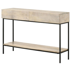 English Elm Terrace Solid Mango Wood Console Table with Drawers Whitewashed Foyer Accent B062P451718