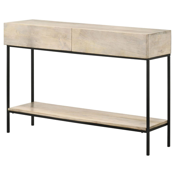 English Elm Terrace Solid Mango Wood Console Table with Drawers Whitewashed Foyer Accent B062P451718