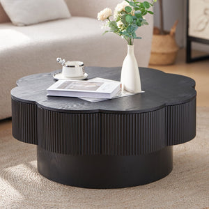 English Elm 31.50"modern Blossom Coffee Table Wood Veneer Iron Base Storage Living Room W757P350935