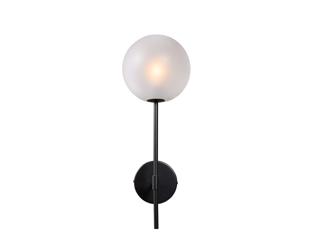 Sunpan Izora Sconce - Modern Wall Light Fixture with Stylish Frosted Glass Shade and Durable Metal Frame Black / Frosted