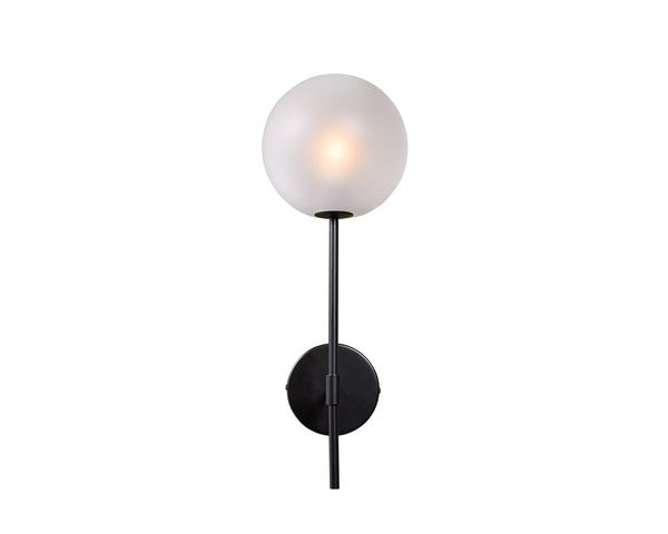 Sunpan Izora Sconce - Modern Wall Light Fixture with Stylish Frosted Glass Shade and Durable Metal Frame Black / Frosted