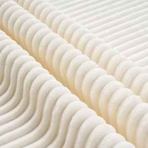 English Elm White corduroy compressed sofa with 3 back cushions & 2 throw pillows—soft, lightweight, durable comfort W3612S00015